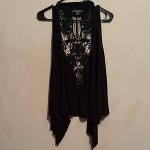 Elegant Black Crochet Detail Tank Top